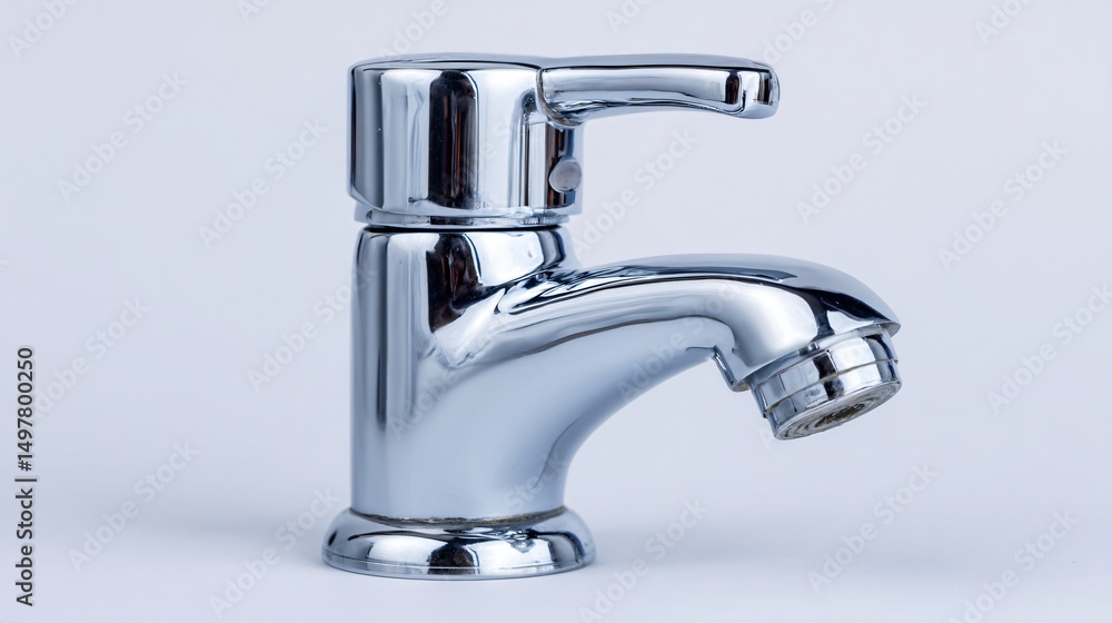 Modern Chrome Faucet Isolated on White Background for Creative Projects Modern Chrome Faucet Isolated on White Background for Creative Projects