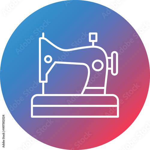Sewing Machine Line Gradient Circle Background Icon