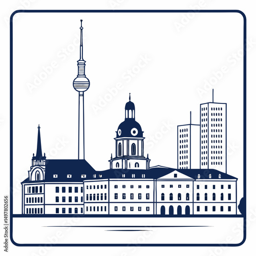 Berlin cityscape skyline television tower buildings architecture
