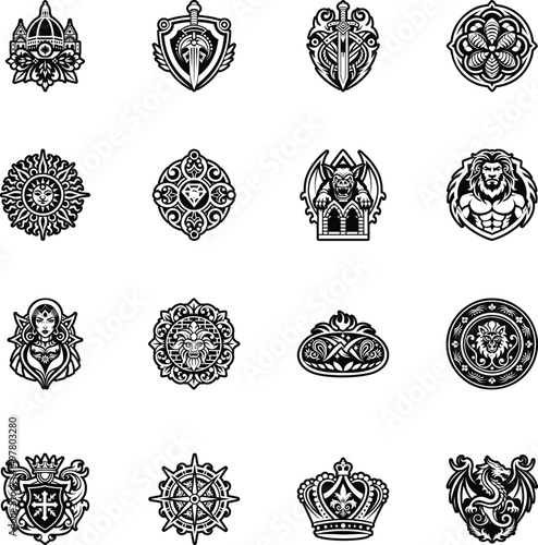 Collection of 16 Glpyh Style Italian Symbols Art 

