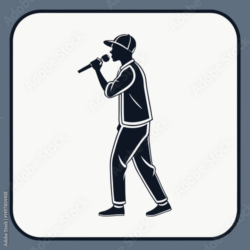 Professional rapper silhouette, isolated cutout, transparent background, ready for design projects