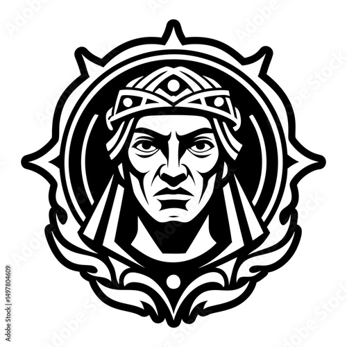 A solid style icon showing portrait tattoo artwork