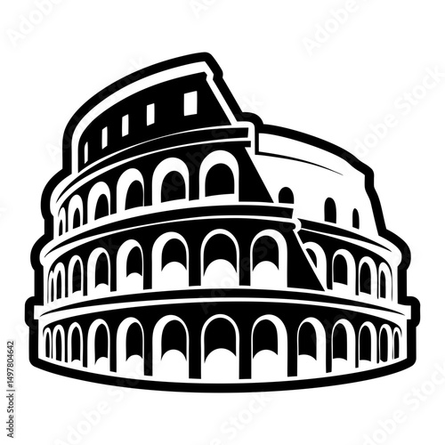 A solid style icon depicting colosseum tattoo