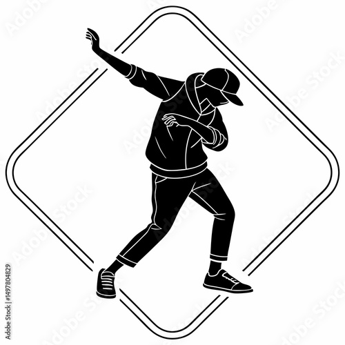 Silhouette of a young man doing the dab dance move