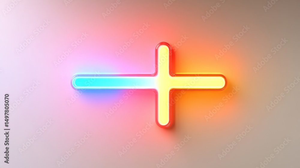 Obraz premium Glowing Neon Plus Sign.