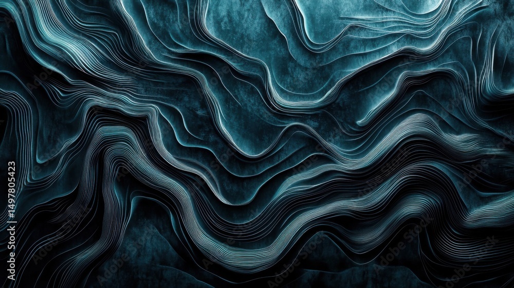 Obraz premium Abstract Teal Wave Pattern Background.