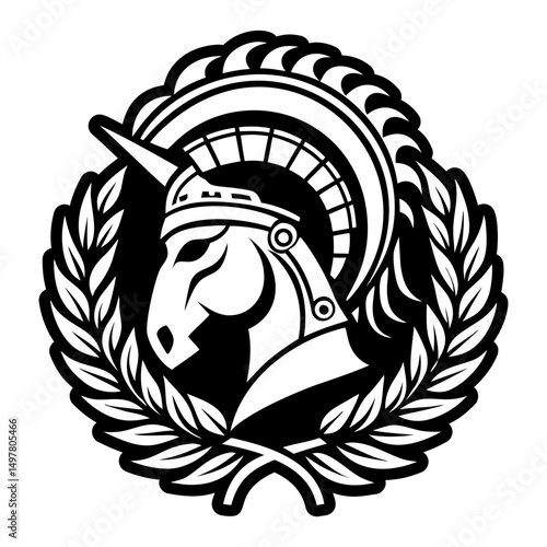 A glyph style icon showing cavalry tattoo artwork