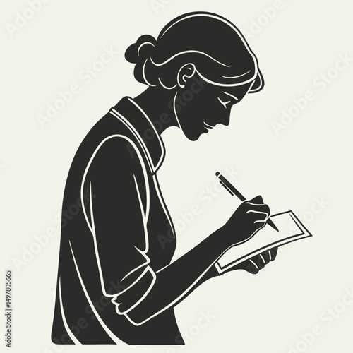 Woman writing notes taking down ideas planning
