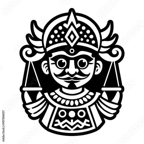 A glyph style icon showing a sicilian puppet