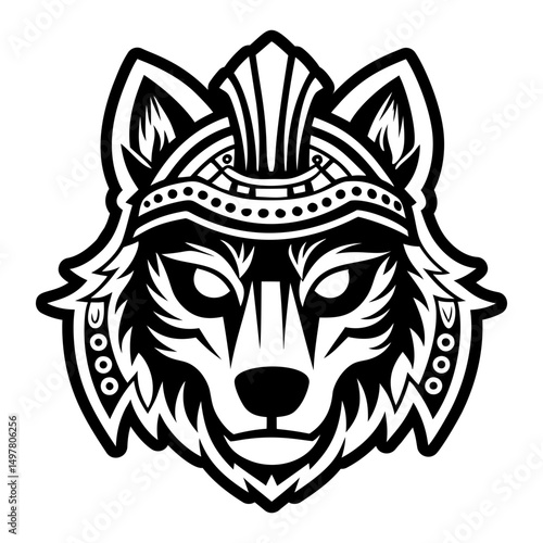 A solid style icon of wolf head tattoo