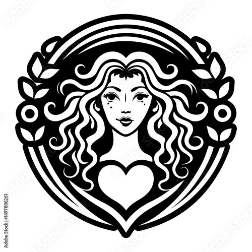 A solid style icon showing love goddess tattoo