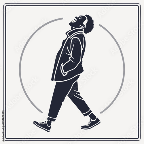 Happy man walking stylishly outdoors joyful stride