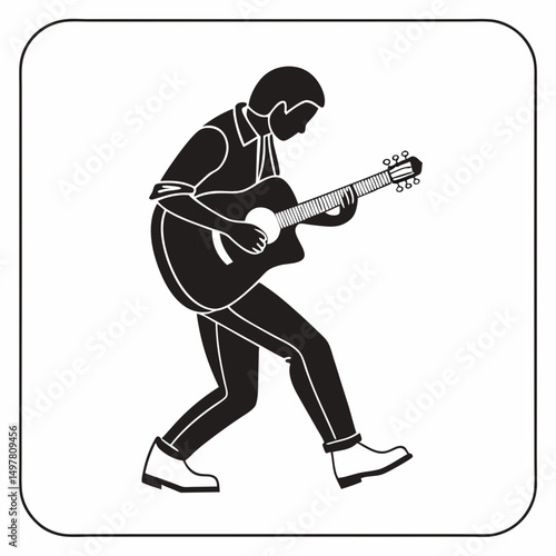 Man playing acoustic guitar musical instrument silhouette