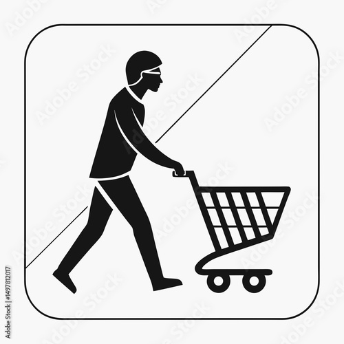 No shopping carts allowed area restricted symbol sign