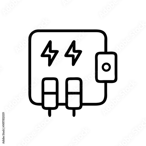 Circuit breaker icon in simple vector linear design  