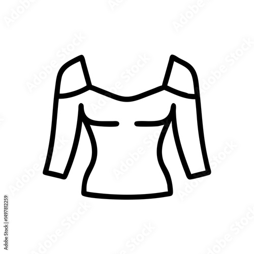 Off-shoulder blouse simple vector linear icon  