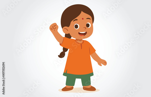 Happy Indian Girl Cartoon Character Template
