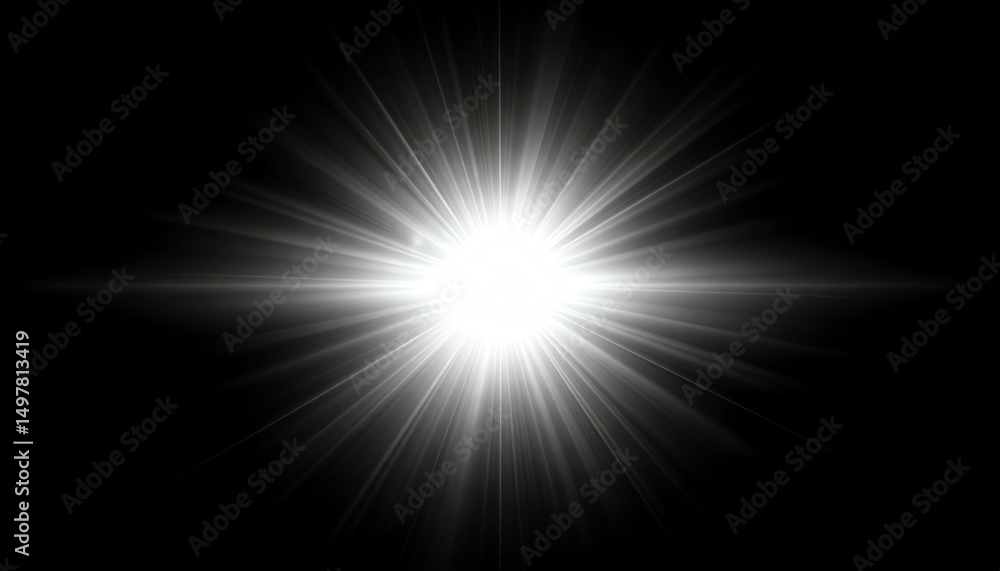 Fototapeta premium A bright, radiant light source emanates beams against a dark background, creating a striking visual effect