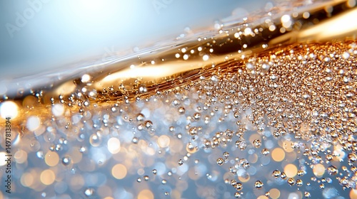 Liquid with Bubbles Close Up