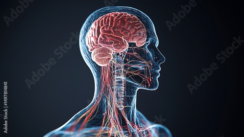 Human Brain and Nervous System with Digital Connections