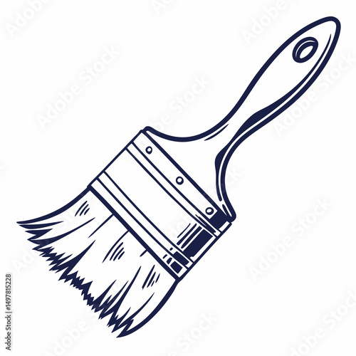 Hand drawn paintbrush illustration for diy home improvement projects