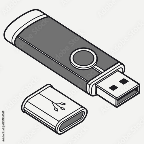 Usb flash drive data storage device technology icon illustration