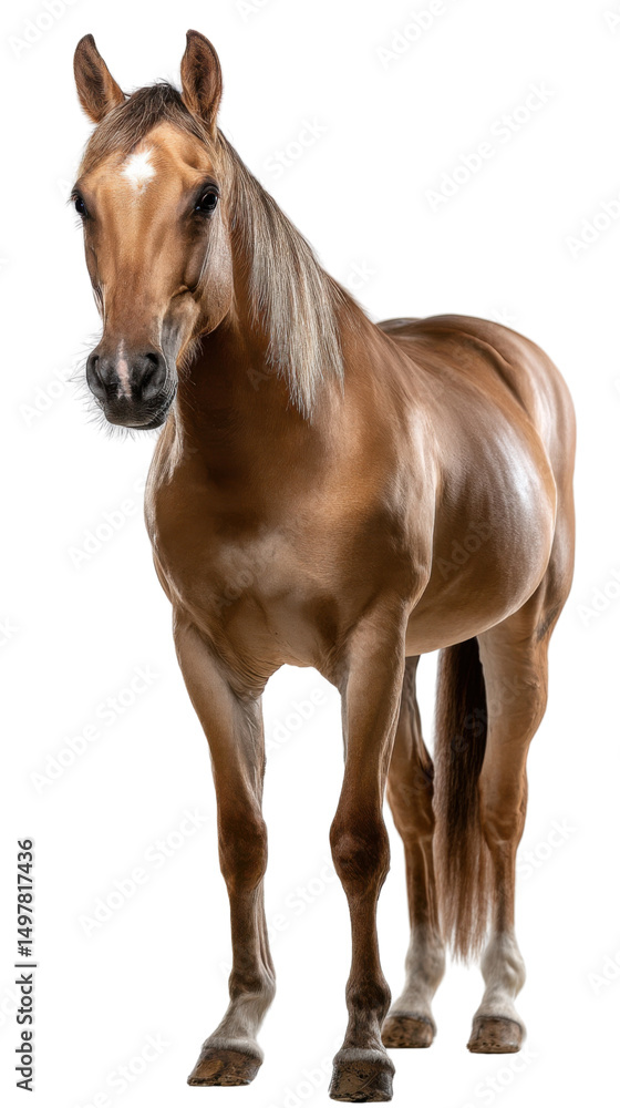 Obraz premium Majestic Horse Portrait: A stunning portrait of a regal horse showcasing its powerful physique and elegant presence. The light plays across its glossy coat.