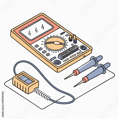 Retro multimeter with test leads electrical testing equipment