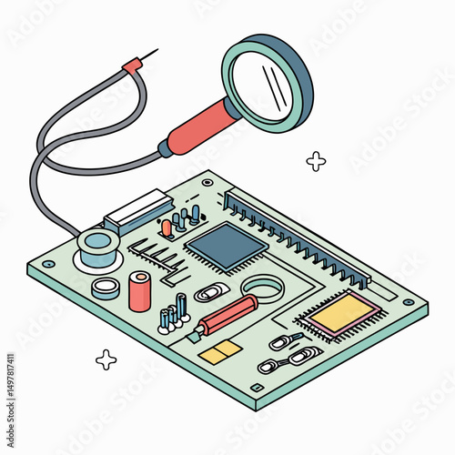 Circuit board repair magnifying glass soldering tools technology