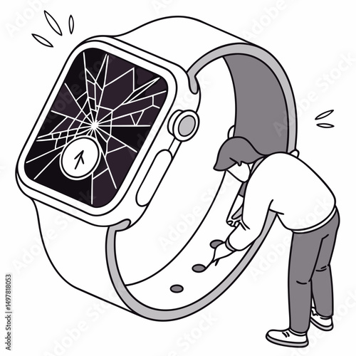 Person repairing a cracked smartwatch screen