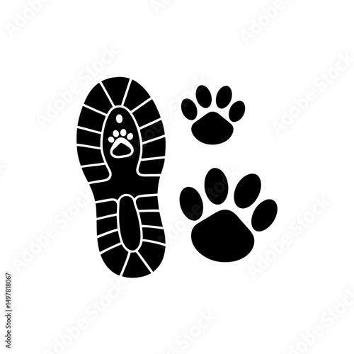 creative details Outline silhouette track footprints human shoes shoe sole funny feet footsteps paws people silhouette icon vector illustration