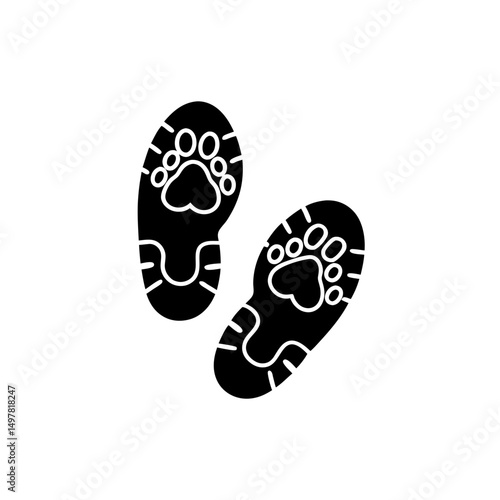 creative details Outline silhouette track footprints human shoes shoe sole funny feet footsteps paws people silhouette icon vector illustration