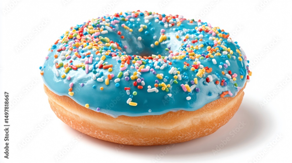 Delicious Donuts with Blue Glaze and Multicolor Sprinkles for Bakery Advertising Delicious Donuts with Blue Glaze and Multicolor Sprinkles for Bakery Advertising