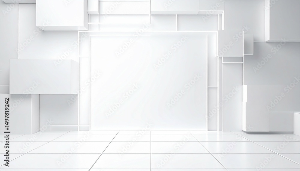 Fototapeta premium White Geometric Abstract Modern Interior Design