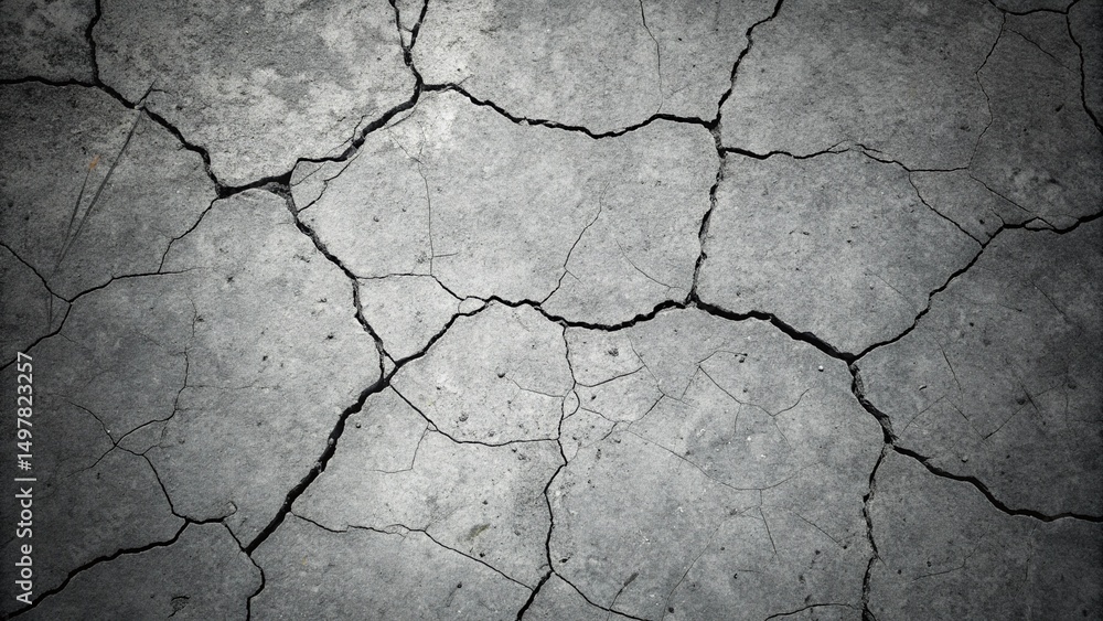 Fototapeta premium Gray Cracked Concrete Texture Grunge Background Image