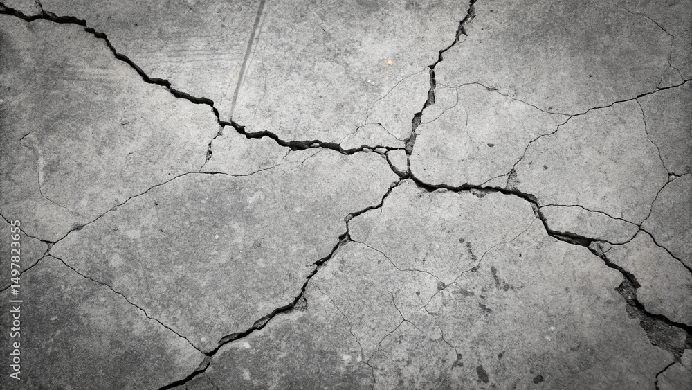 Obraz premium Grunge Texture Gray Cracked Concrete Surface with Black Effect