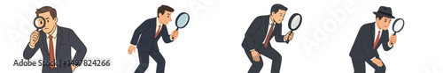 Detective exploring clues in an urban setting during the day while dressed in formal attire for investigation
