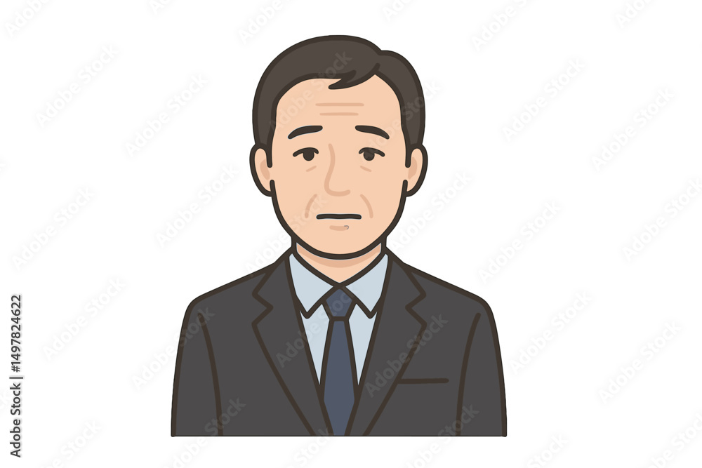 Professional man in a suit standing confidently against a plain background with a serious expression Professional man in a suit standing confidently against a plain background with a serious expression