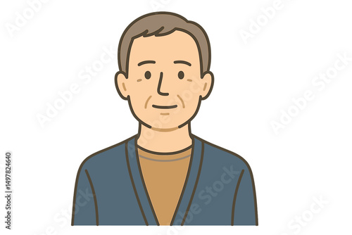 Happy older man smiling in casual attire indoors during daylight hours