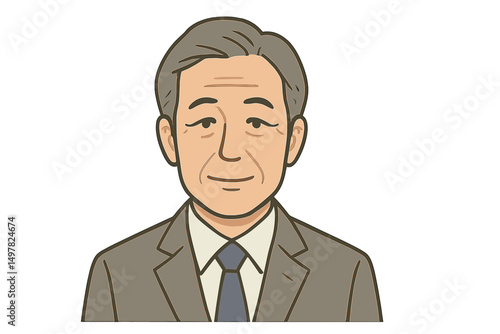Businessman with gray hair in formal suit smiling against a plain background during a professional setting