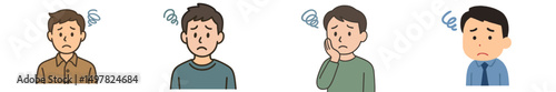 Emotional expressions of concern and confusion among different characters in various outfits