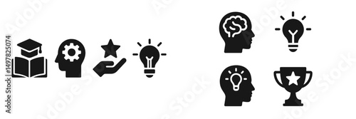Symbols of education and innovation portraying intelligence and achievement in a minimalist design