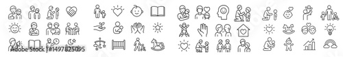 Icons representing various human activities, emotions, and social interactions created in a simple and minimalistic style for effective communication