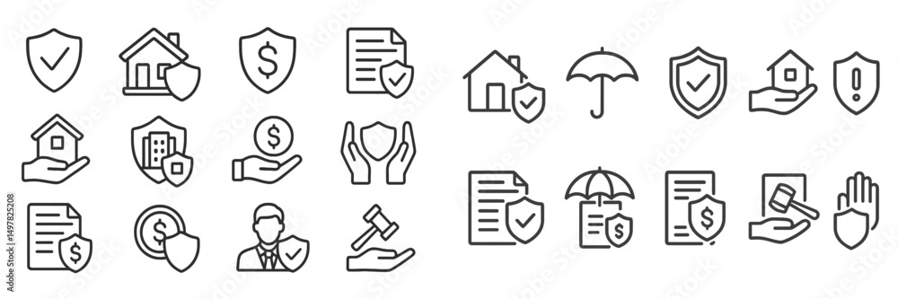 Protecting assets with security icons highlighting home, finance, and legal services during the day Protecting assets with security icons highlighting home, finance, and legal services during the day