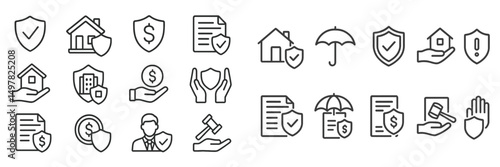 Protecting assets with security icons highlighting home, finance, and legal services during the day