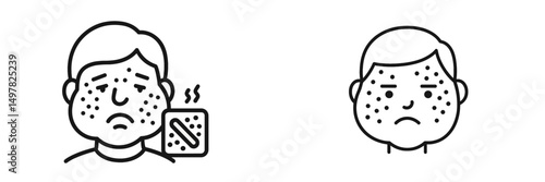 Expressing emotion through illustration of a person with skin blemishes during a moment of frustration