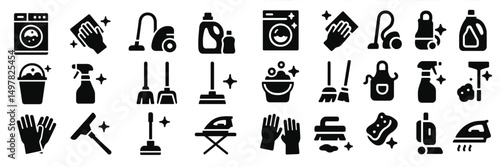 Cleaning supplies and tools for effective home maintenance in various shapes and sizes for efficient cleaning tasks