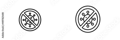 Symbols representing the prohibition of viruses during a health crisis in a public awareness campaign