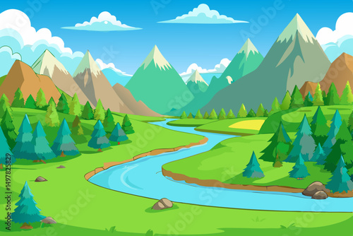 landscape with mountains and lake