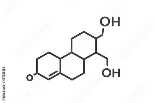 Chemical structure of a steroid compound showing molecular bonds and functional groups relevant to biological activities